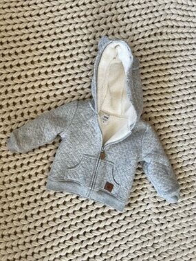 Simple Joys by Carters 12m Quilted Gray Hooded sweatshirt with Sherpa Lining